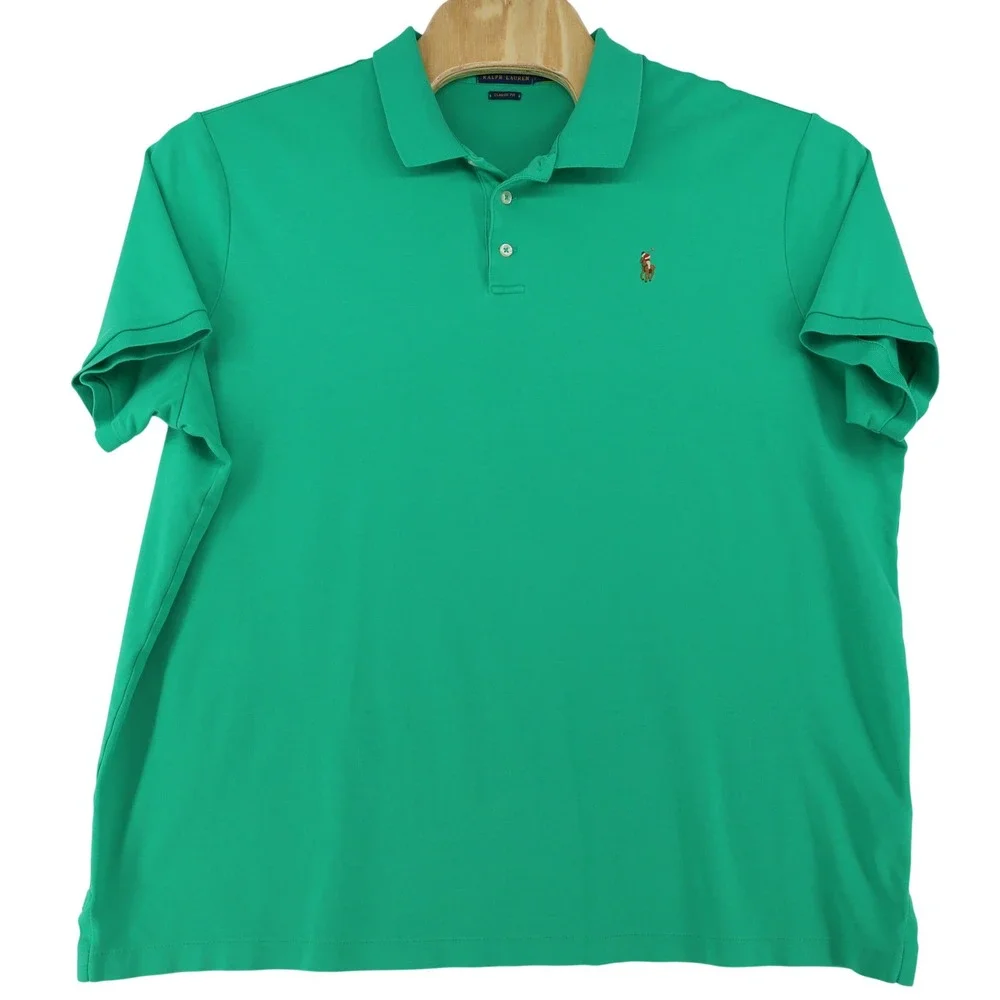 Ralph Lauren Mens Classic Fit Polo Shirt Kelly Green Short Sleeve Cotton XXL